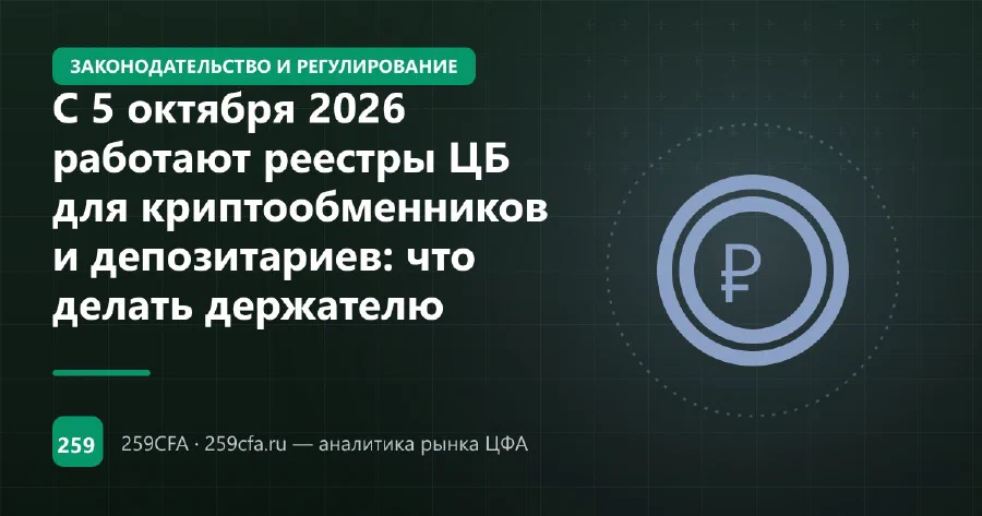Реестр криптообменников ЦБ с 5 октября 2026: как проверить площадку