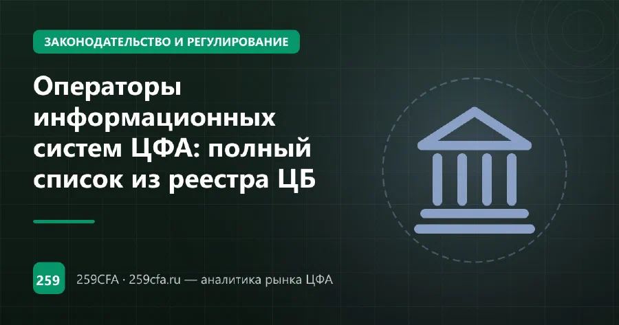 Операторы информационных систем ЦФА: полный список из реестра ЦБ