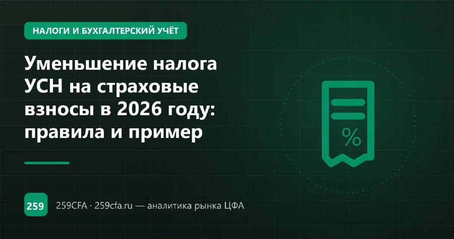 Уменьшение налога УСН на страховые взносы в 2026 году: правила и пример