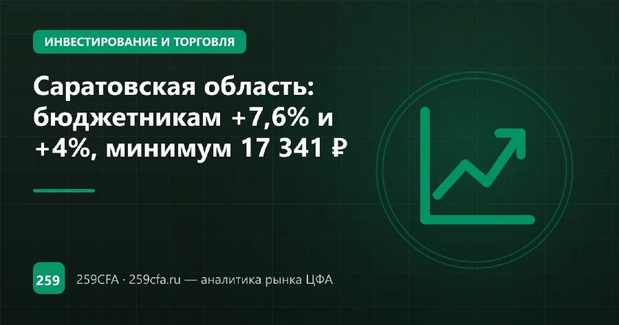 Саратовская область: бюджетникам +7,6% и +4%, минимум 17 341 ₽